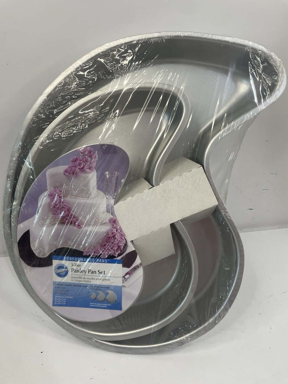 Vintage Wilton 3 Tier Paisley Cake Pan Set 2105-4039 NOS New Open Wrap